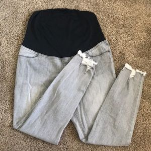 Grey Skinny Cropped Maternity Jeans